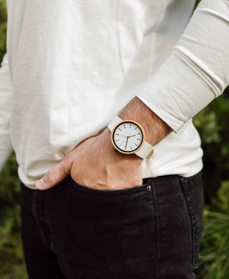 Reloj de madera White Bamboo Light 42 mm