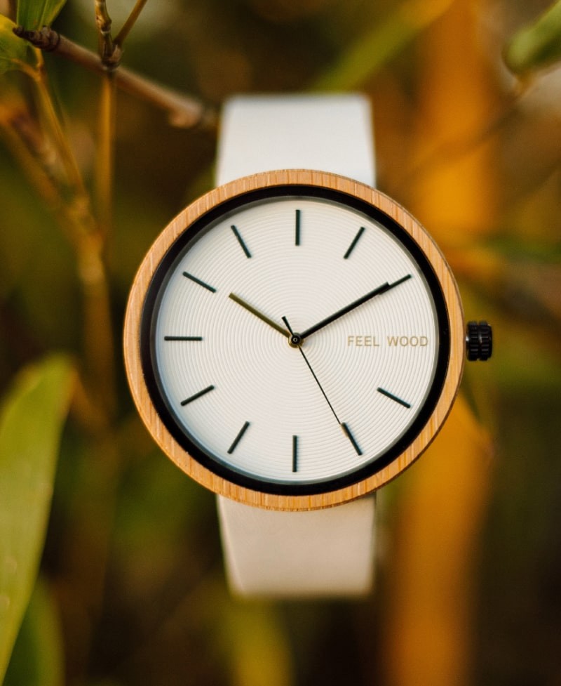 Reloj de madera White Bamboo Light 42 mm