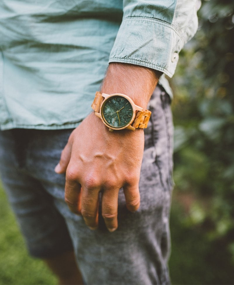 Reloj de madera Olive and Marble 42 mm