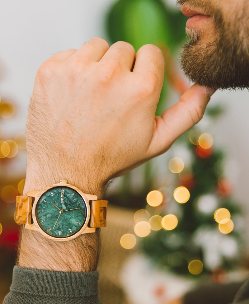 Reloj de madera Olive and Marble 42 mm