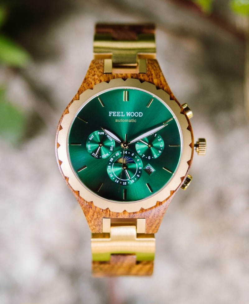 Reloj de madera automático Green Infinity 42 mm