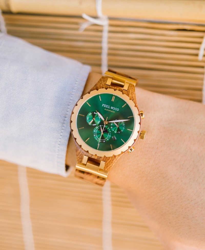 Reloj de madera automático Green Infinity 42 mm