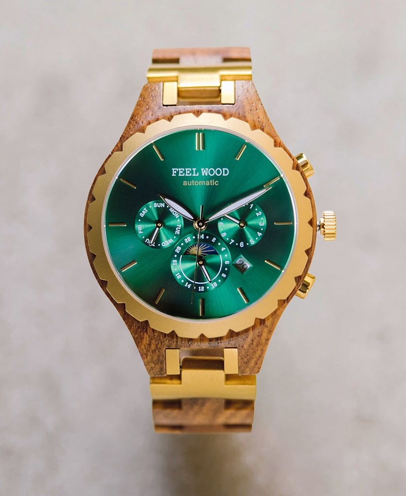 Reloj de madera automático Green Infinity 42 mm