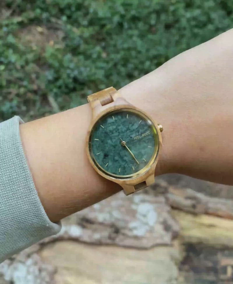 Reloj de madera Olive and Marble 36 mm